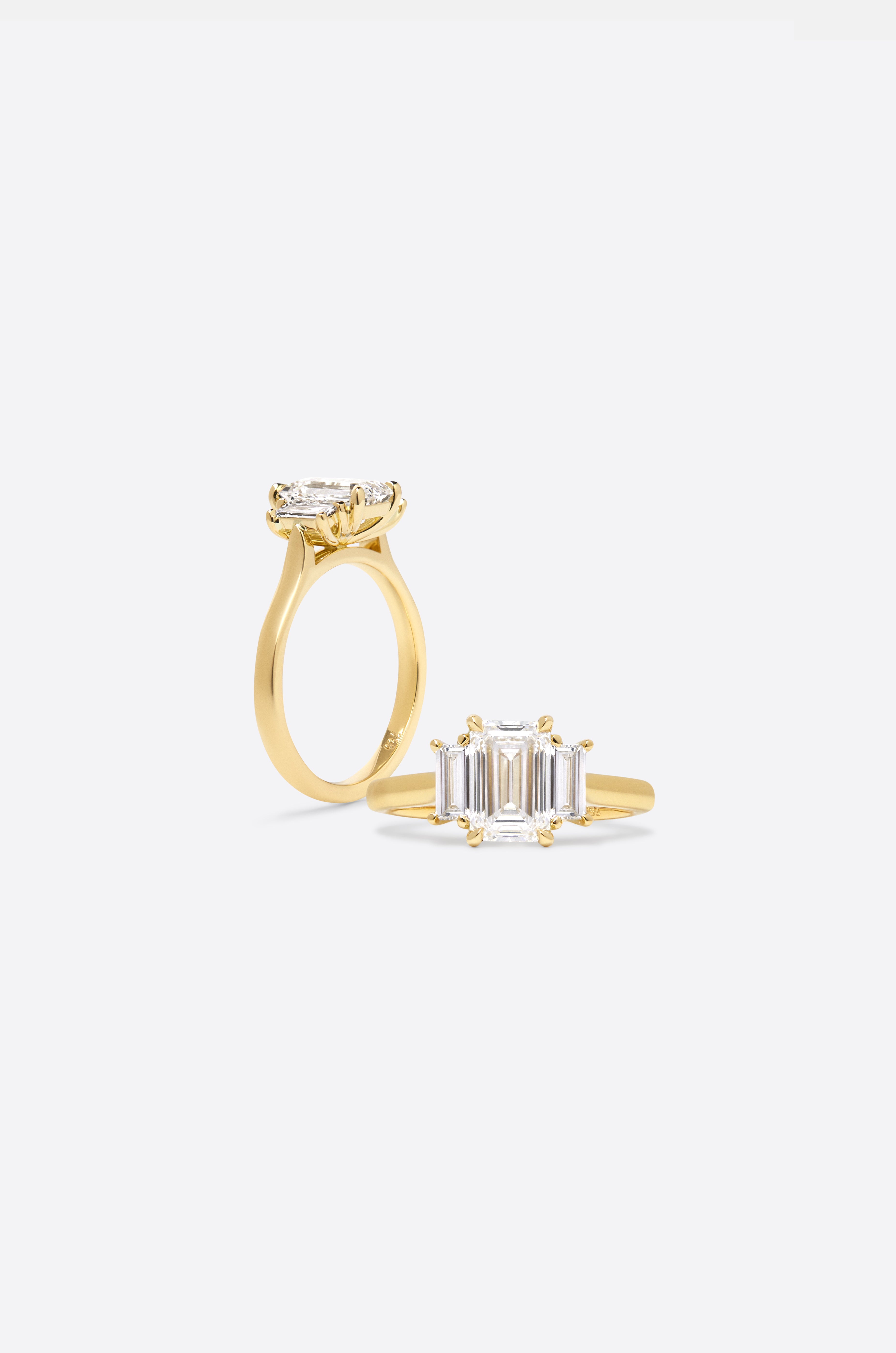 Emerald Diamond Tria Ring