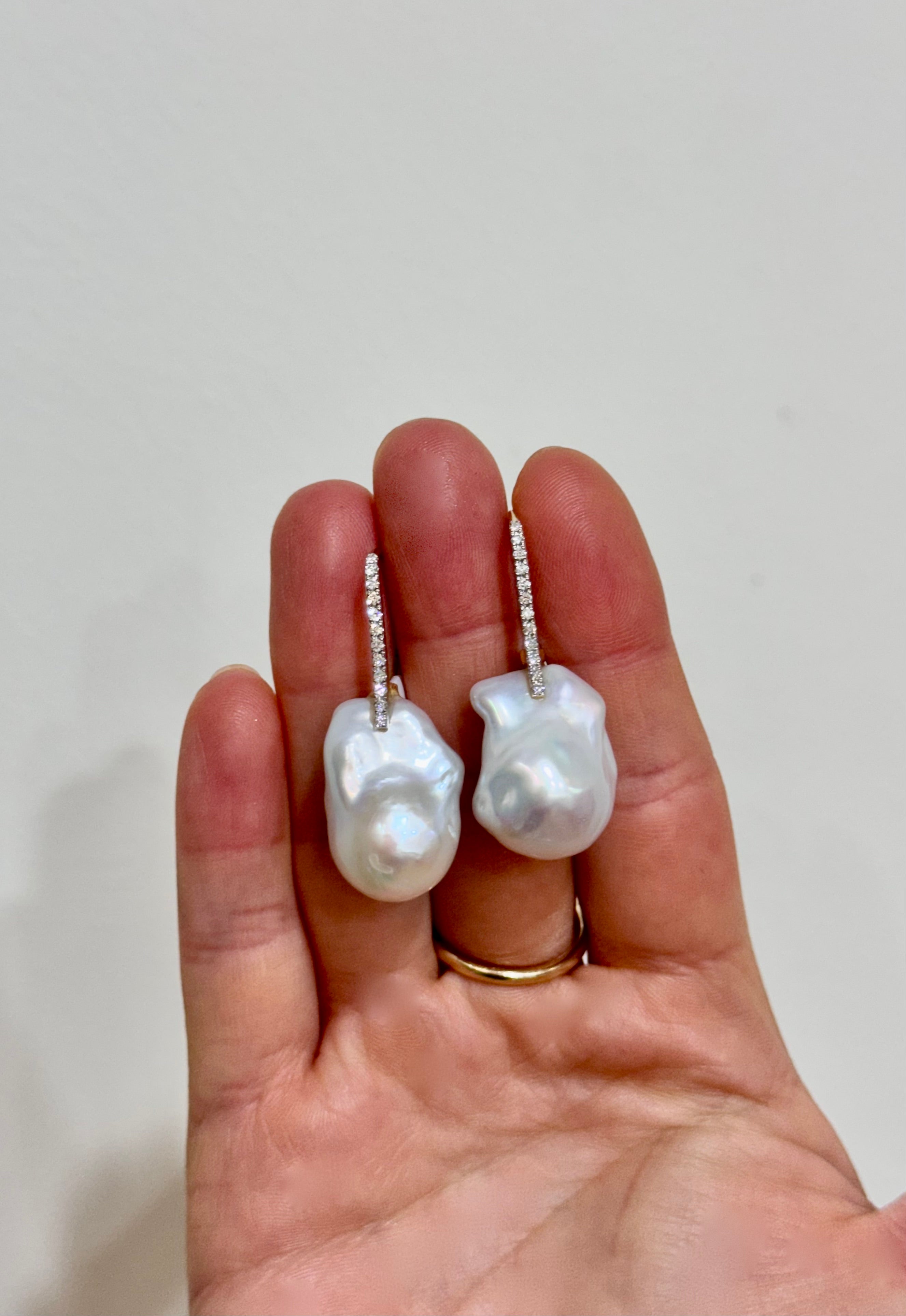 Diamond & Freshwater Pearl Earrings